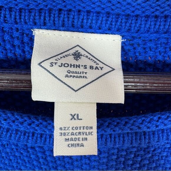 St. John’s Bay Striped Color Block Waffle Knit Sweater XL Pullover Nautical - Picture 9 of 11